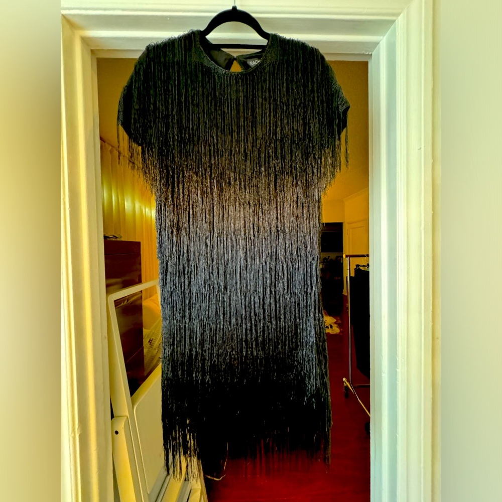 - NEW RACHEL ZOE Eddy Dress Black Fringe WNTR4